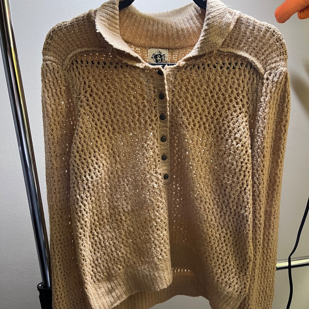 Free People Snowdrift Pullover Camel Heather Sweater